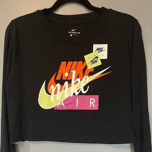 Nike Air Black Colorful Women's Crop Top long-sleeve Large